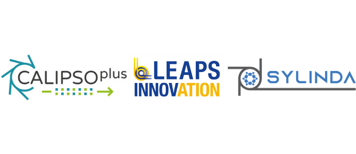 logos of Calipso Plus, LEAPS Innovation and SYLINDA.